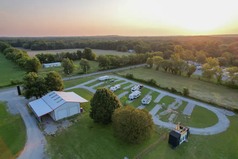 Aerial view of Lake Hudson Resort and the countryside around Pryor, OK